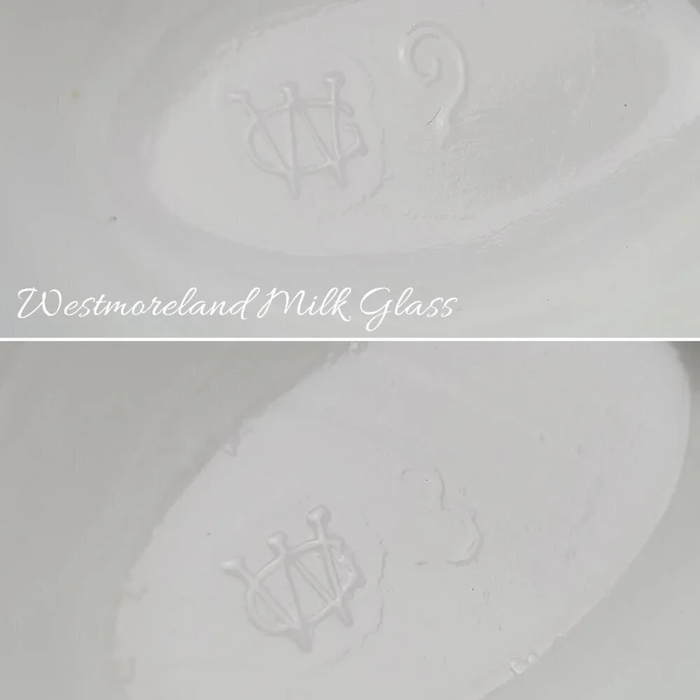 Westmoreland Milk Glass Creamer and Sugar Set Lidded Vintage “Cherry & Grape”